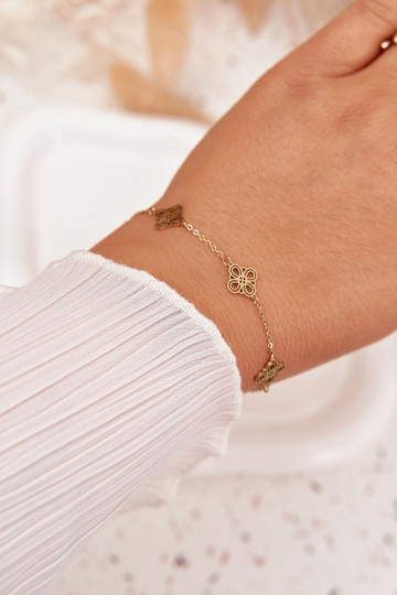 Bracciale in acciaio inossidabile color oro con ciondoli