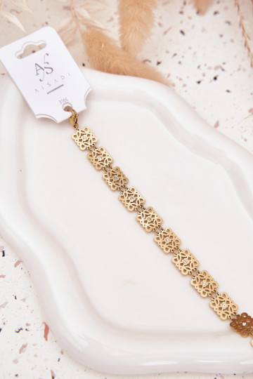 Bracciale regolabile da donna con pietre brillanti in acciaio chirurgico color oro 2
