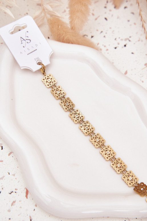 Regolamentato Un braccialetto Femminile con gli occhi scintillanti Stal Chirurgiczna colore dorato