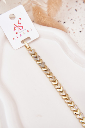 Un braccialetto Femminile Cuori con gli occhi scintillanti colore dorato 2