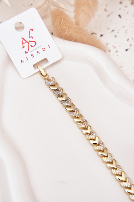 Un braccialetto Femminile Cuori con gli occhi scintillanti colore dorato