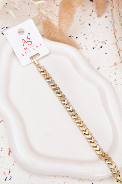 Un braccialetto Femminile Cuori con gli occhi scintillanti colore dorato