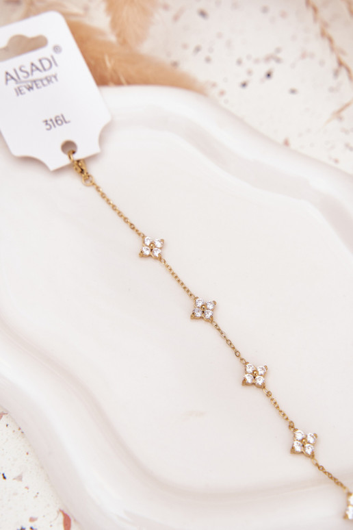 Un braccialettocon motivi florealiuszkami Stal Chirurgiczna colore dorato