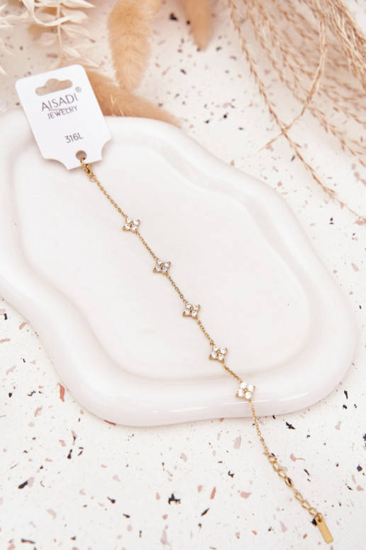 Un braccialettocon motivi florealiuszkami Stal Chirurgiczna colore dorato