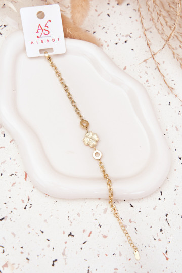 Un braccialettoKoniczynką Realizzato in acciaio chirurgico colore dorato 2