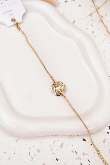 Un braccialetto Femminile Con ciondolo Kółkocon motivi florealiuszkami colore dorato 2