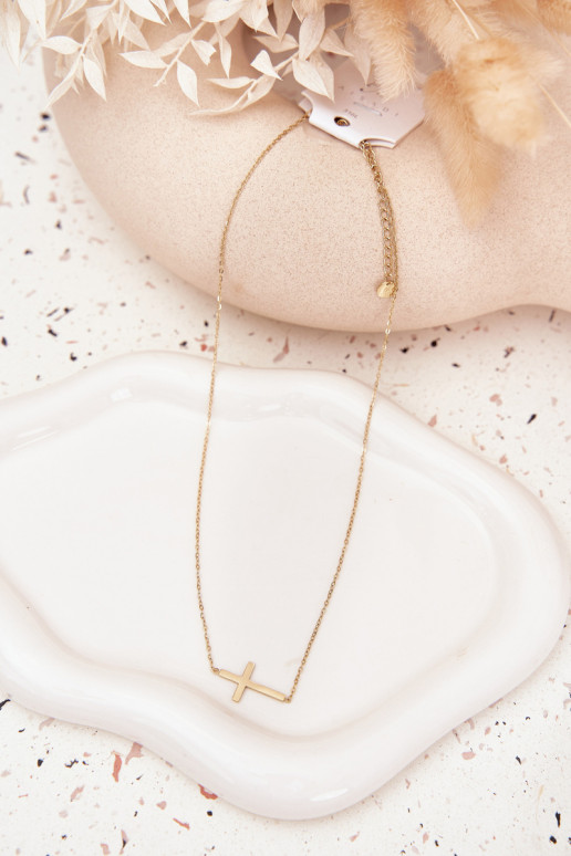 Catena Con una croce Stal Chirurgiczna colore dorato