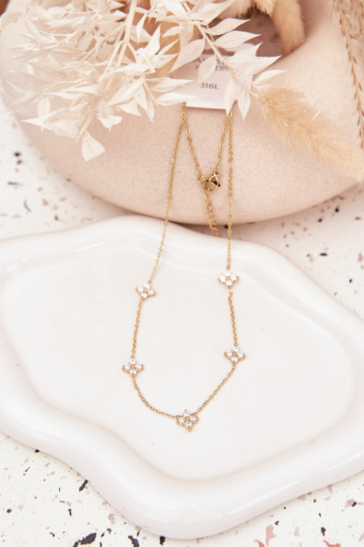 Senza collo Femminilecon motivi florealiuszkami Stal Chirurgiczna colore dorato