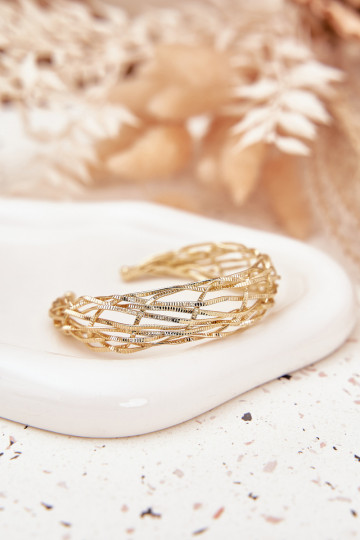 Bracciale rigido da donna in acciaio chirurgico color oro 2