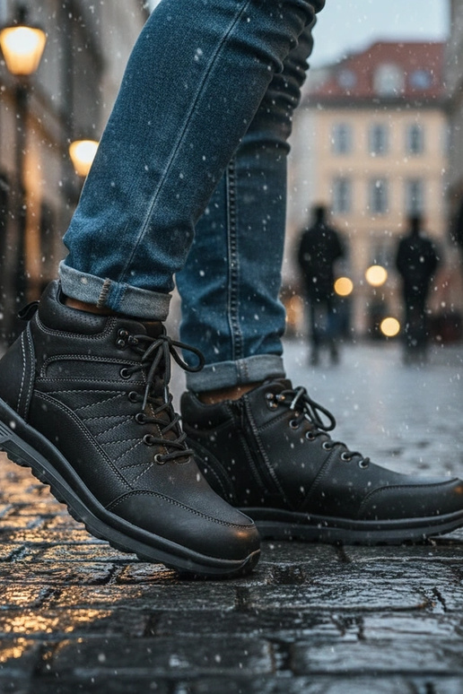 Stivali neri da uomo foderati in...