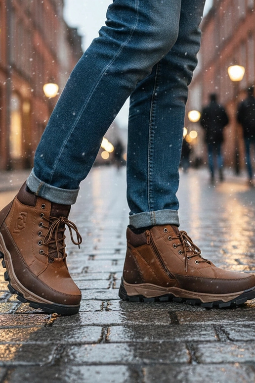 Stivali marroni da uomo foderati Elias