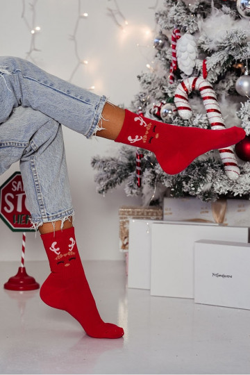 Calze da donna "Christmas" con renne color rosso