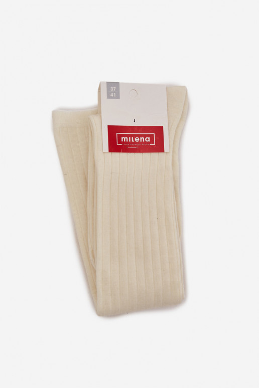 Calze lunghe in lana merino color avorio