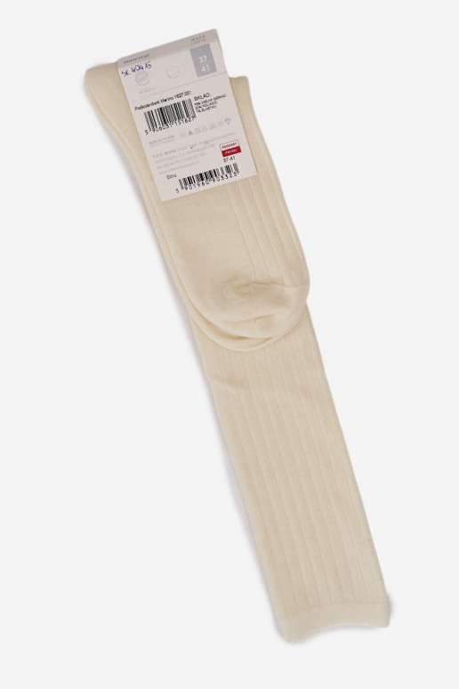 Calze lunghe in lana merino color avorio
