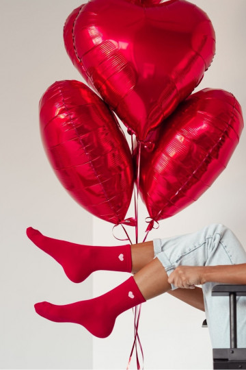 Calzini Femminile Drobne Serduszko colore rosso