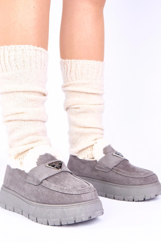 Mocassini grigi con pelliccia Kirby