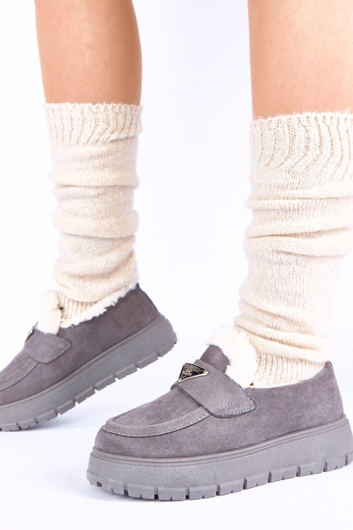 Mocassini grigi con pelliccia Kirby