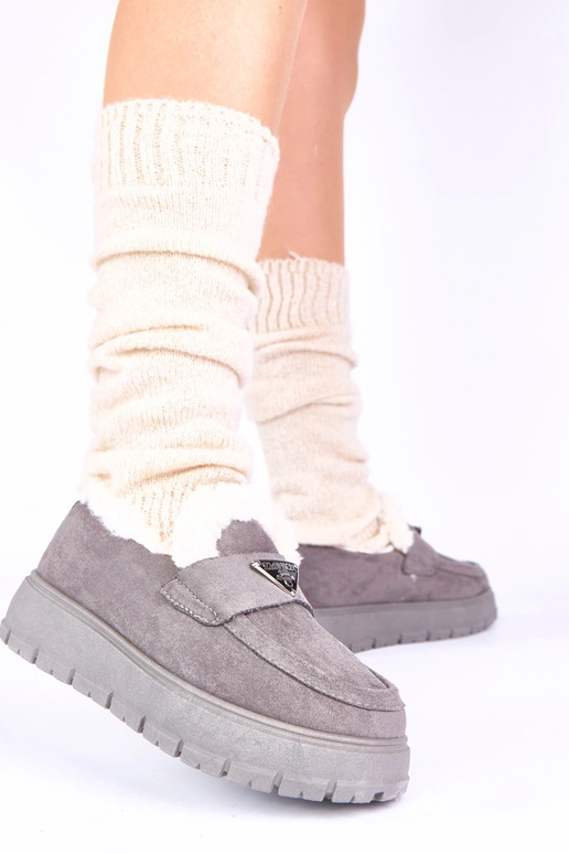 Mocassini grigi con pelliccia Kirby