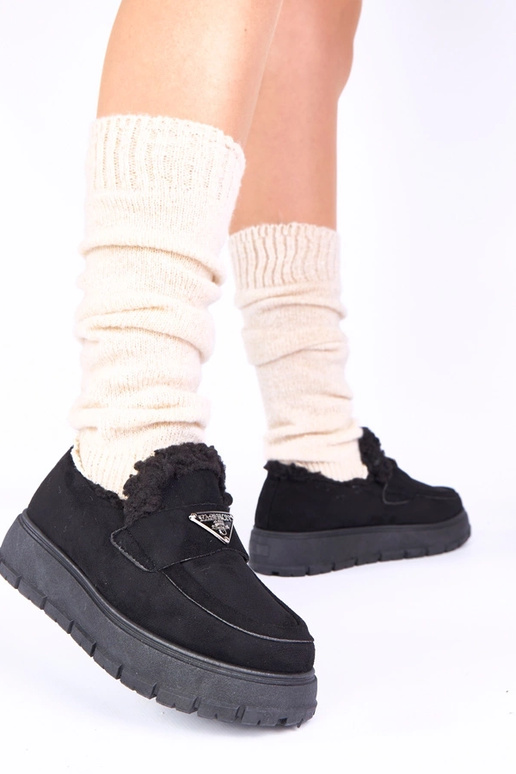 Mocassini neri con pelliccia Kirby