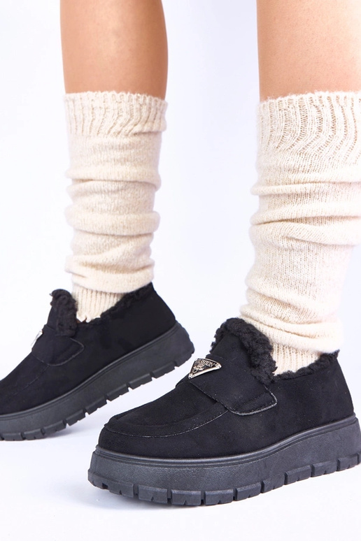 Mocassini neri con pelliccia Kirby