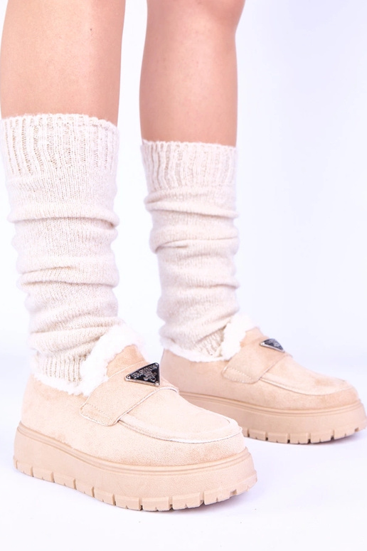 Mocassini sabbia chiara con pelliccia...