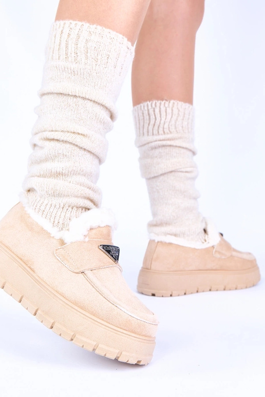 Mocassini sabbia chiara con pelliccia...