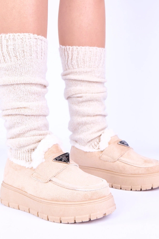 Mocassini sabbia chiara con pelliccia...