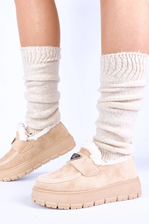 Mocassini sabbia chiara con pelliccia...