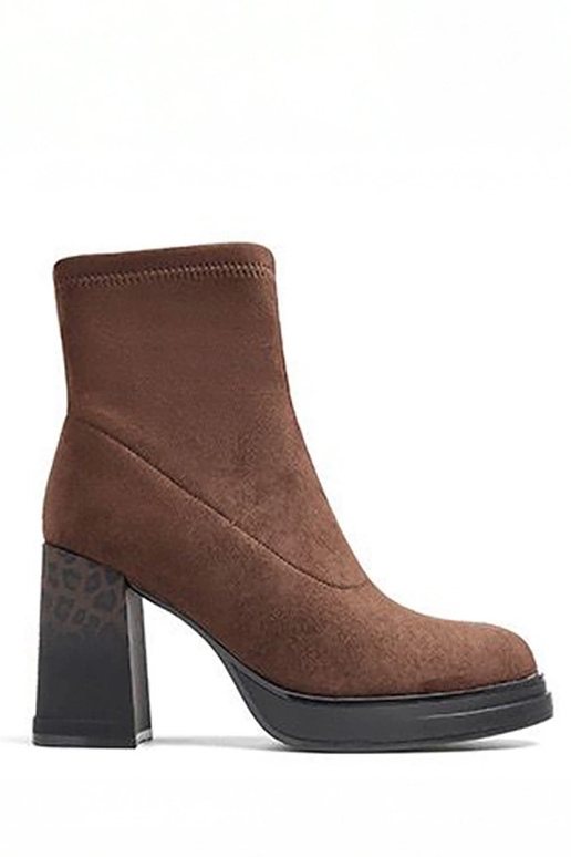 Stivaletti marroni con tacco e stampa...