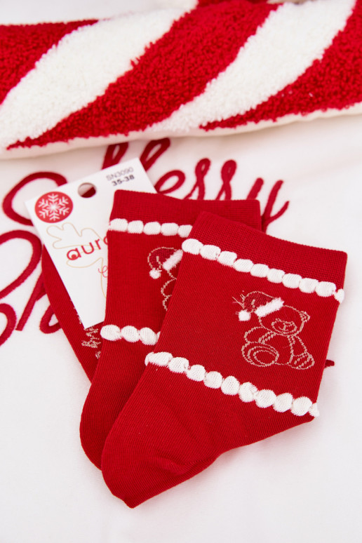 Calzini Femminile Abilitatotale Orsi di peluche Nella copertina Babbo Abilitatotalea colore rosso