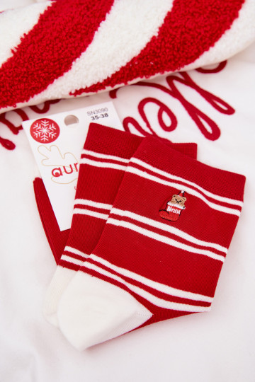 Calzini Femminile Abilitatotale Strisce I Orsi di peluche colore rosso 2