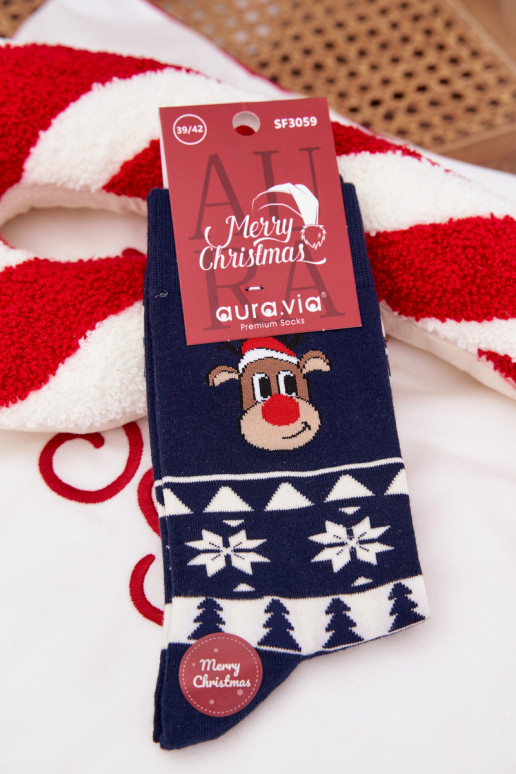 Skarpety Deveschio Abilitatotale Elegantellato con cervi blu scuro