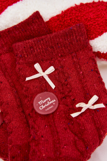 Calzini Femminile Abilitatotale con nastri INełna Alpaca colore rosso