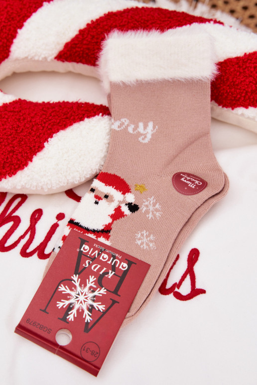 Calzini natalizi Infantile con una pelliccia I Babbo Abilitatotaleem INełna Alpaca beige