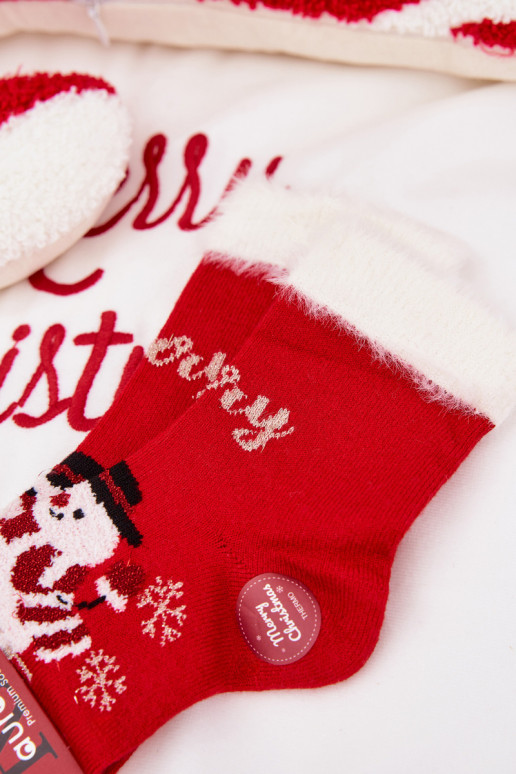 Calzini natalizi Infantile con una pelliccia I BałAanem INełna Alpaca colore rosso