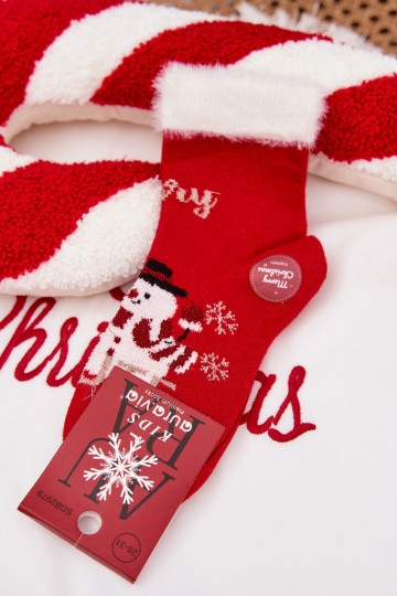 Calzini natalizi Infantile con una pelliccia I BałAanem INełna Alpaca colore rosso 2