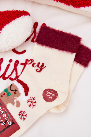 Calzini natalizi Infantile Piernik I con una pelliccia INełna Alpaca colore avorio