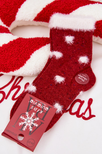 Infantile Abilitatotale Calzini Cuori con una pelliccia INełna Alpaca colore rosso 2