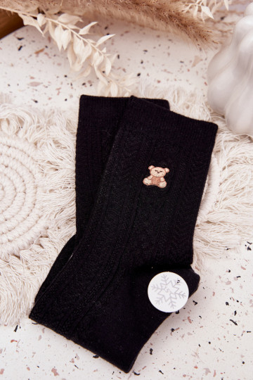Caldo Calzini Femminile Con Vilnius Orsi di peluche colore nero