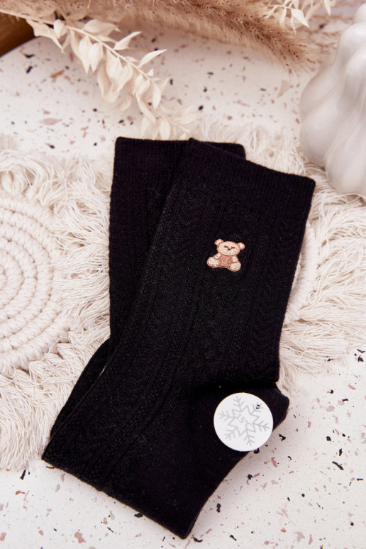 Caldo Calzini Femminile Con Vilnius Orsi di peluche colore nero