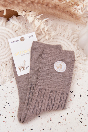 Calze lunghe in lana da donna, color grigio 2