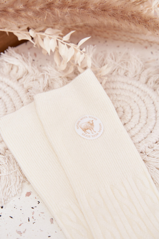 Długie INełniane Calzini Femminile colore avorio