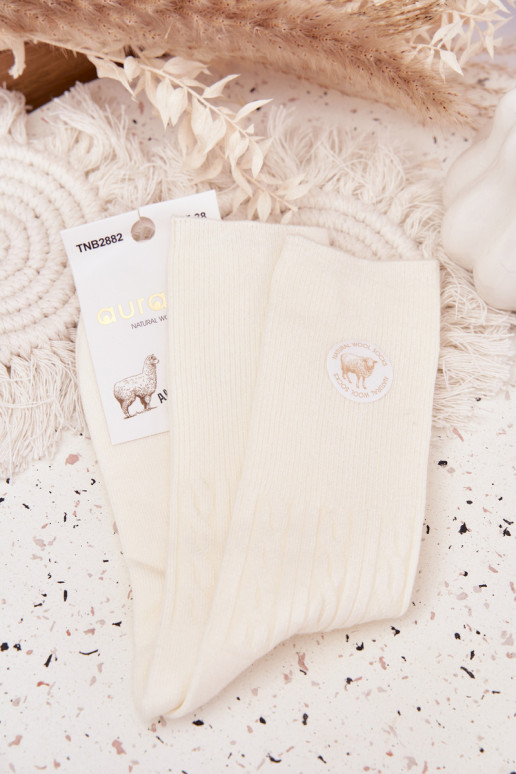 Długie INełniane Calzini Femminile colore avorio