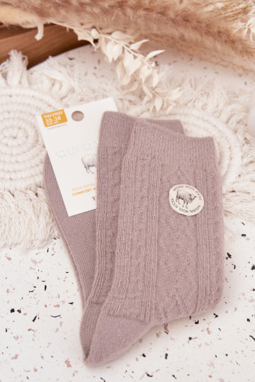 Calze in lana da donna, color grigio 2