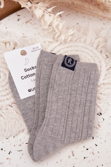 Calze da donna in cotone a righe color grigio 2