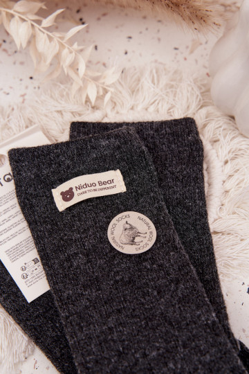 Calze calde in lino da donna con motivo jacquard color grigio