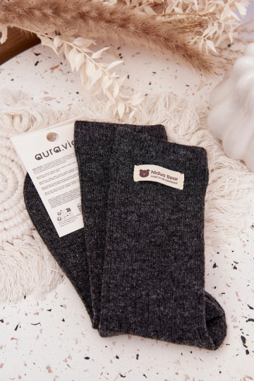 Calze calde in lino da donna con motivo jacquard color grigio 2