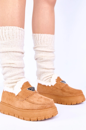 Mocassini marroni con zeppa...