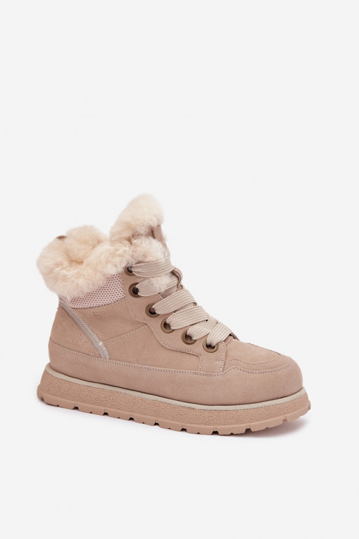 dalla pelle scamosciata Stivali da neve scarpe Femminile con una piattaforma con una pelliccia Big Star SS274371 beige