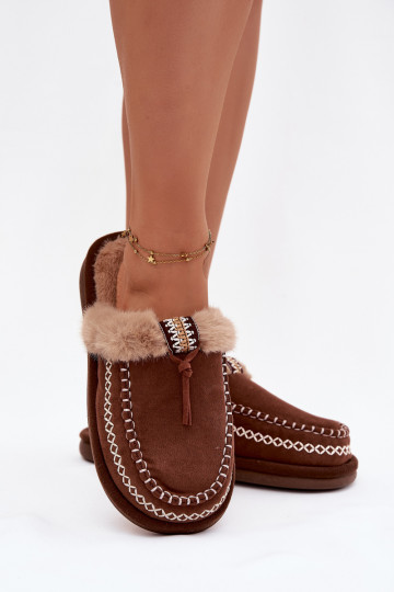 Pantofole Femminile con una pelliccia I Haftem colore marrone Perivelle 2